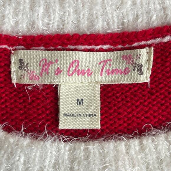 It's Our Time Candy Cane Ugly Christmas Sweater Dress With Tulle Skirt Size M - Picture 4 of 5